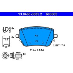 Brake Pad Set ATE 13.0460-3885.2 OE Ref A0004207600