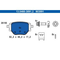 Brake Pad Set ATE 13.0460-3891.2 OE Ref 1681449980