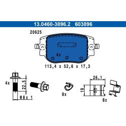 Brake Pad Set ATE 13.0460-3896.2 OE Ref 1673597480