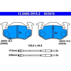 Jeu de plaquettes de frein ATE 13.0460-3915.2 pour CITROËN BX OE 95589273