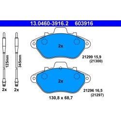 Jeu de plaquettes de frein ATE 13.0460-3916.2 pour CITROËN XM OE 95666972