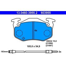 Jeu de plaquettes de frein ATE 13.0460-3955.2 pour RENAULT, référence d'origine 7701202891