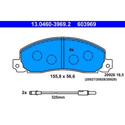 Jeu de plaquettes de frein ATE 13.0460-3969.2 pour VAUXHALL, RENAULT, OE 4403271