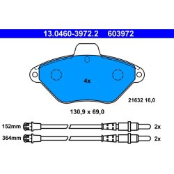 Jeu de plaquettes de frein ATE 13.0460-3972.2 pour CITROËN XANTIA OE 425157