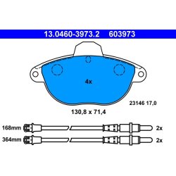 Jeu de plaquettes de frein ATE 13.0460-3973.2 pour CITROËN XANTIA OE 425133