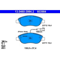 Brake Pad Set ATE 13.0460-3984.2 OE Ref 77362093