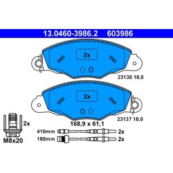 Jeu de plaquettes de frein ATE 13.0460-3986.2 pour CITROËN XANTIA, XM OE 425145