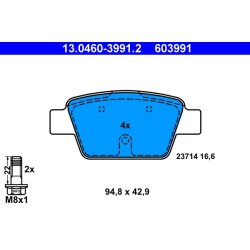 Brake Pad Set ATE 13.0460-3991.2 OE Ref 9949280