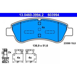 Brake Pad Set ATE 13.0460-3994.2 OE Ref 1614005880