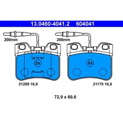 Jeu de plaquettes de frein ATE 13.0460-4041.2 pour CITROËN AX OE 95647611