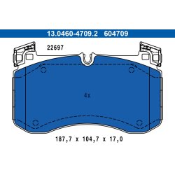 Brake Pad Set ATE 13.0460-4709.2 OE Ref 0004205002