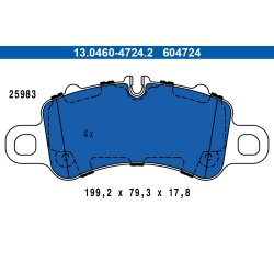 Brake Pad Set ATE 13.0460-4724.2 OE Ref 9P1698151