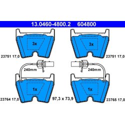 Brake Pad Set ATE 13.0460-4800.2 OE Ref 3D0698151A