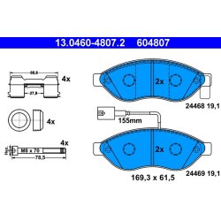 Brake Pad Set ATE 13.0460-4807.2 OE Ref 425461