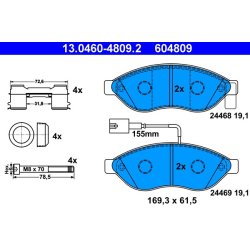 Brake Pad Set ATE 13.0460-4809.2 OE Ref 425462