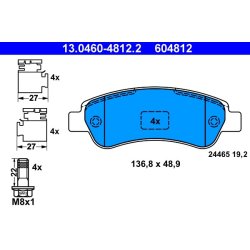 Brake Pad Set ATE 13.0460-4812.2 OE Ref 425469