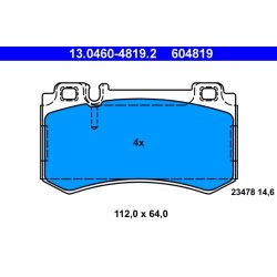 Jeu de plaquettes de frein ATE 13.0460-4819.2 pour MERCEDES OE 0034209420