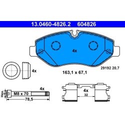 Brake Pad Set ATE 13.0460-4826.2 OE Ref 68006732AB