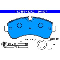 Jeu de plaquettes de frein ATE 13.0460-4827.2 pour MERCEDES, VW SPRINTER, CRAFTER