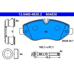 Brake Pad Set ATE 13.0460-4830.2 OE Ref 42561355