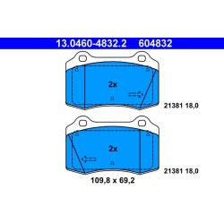 Jeu de plaquettes de frein ATE 13.0460-4832.2 pour FORD FOCUS OE 1230725
