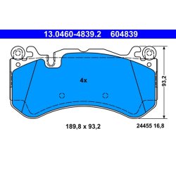 Brake Pad Set ATE 13.0460-4839.2 OE Ref 0044208920