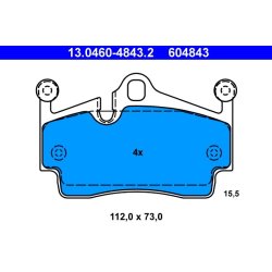 Jeu de plaquettes de frein ATE 13.0460-4843.2 pour PORSCHE 911 OE 99735293900