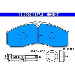 Jeu de plaquettes de frein ATE 13.0460-4847.2 pour IVECO, RENAULT TRUCKS et plus encore...