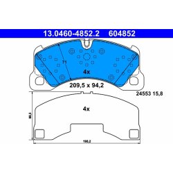Brake Pad Set ATE 13.0460-4852.2 OE Ref 97035194901