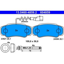 Jeu de plaquettes de frein ATE 13.0460-4859.2 pour NISSAN CABSTAR, NT400