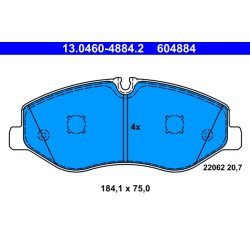 Brake Pad Set ATE 13.0460-4884.2 OE Ref 4474200020