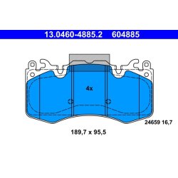 Brake Pad Set ATE 13.0460-4885.2 OE Ref LR016684