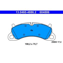 Brake Pad Set ATE 13.0460-4886.2 OE Ref 99135194902
