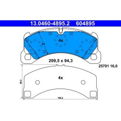 Brake Pad Set ATE 13.0460-4895.2 OE Ref 95B698151E