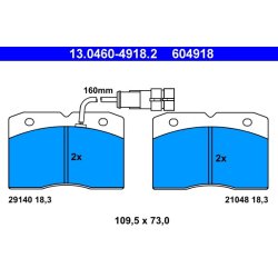 Jeu de plaquettes de frein ATE 13.0460-4918.2 pour IVECO DAILY OE 1906429