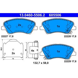 Brake Pad Set ATE 13.0460-5506.2 OE Ref 58101H8A55