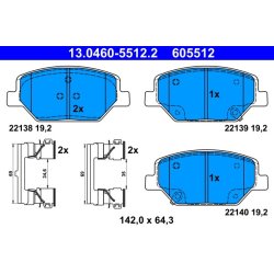 Brake Pad Set ATE 13.0460-5512.2 OE Ref 84120877