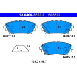Brake Pad Set ATE 13.0460-5522.2 OE Ref BCYB3328ZA