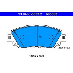 Brake Pad Set ATE 13.0460-5533.2 OE Ref 0446576010