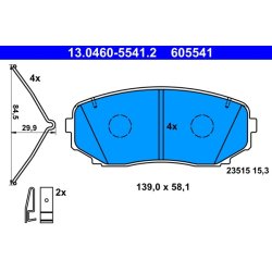 Brake Pad Set ATE 13.0460-5541.2 OE Ref 4605C248
