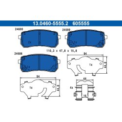 Jeu de plaquettes de frein ATE 13.0460-5555.2 pour KIA SORENTO OE 58302-C5A00