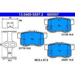 Brake Pad Set ATE 13.0460-5557.2 OE Ref 43022SV4G22