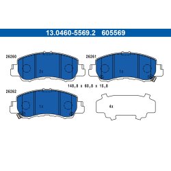 Jeu de plaquettes de frein ATE 13.0460-5569.2 pour MITSUBISHI ECLIPSE OE 4605B607