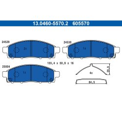 Brake Pad Set ATE 13.0460-5570.2 OE Ref 4605B233