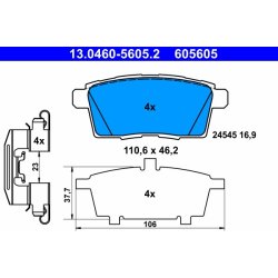 Brake Pad Set ATE 13.0460-5605.2 OE Ref EHY42643Z