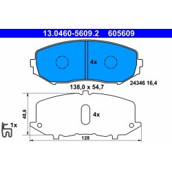 Brake Pad Set ATE 13.0460-5609.2 OE Ref 5520065J00