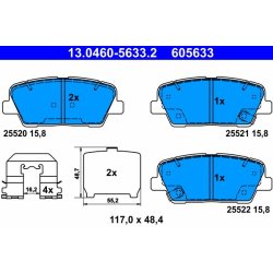 Brake Pad Set ATE 13.0460-5633.2 OE Ref 583022WA70