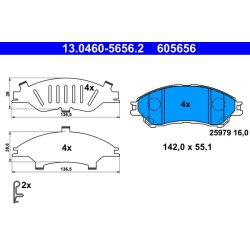 Brake Pad Set ATE 13.0460-5656.2 OE Ref 5581061M00