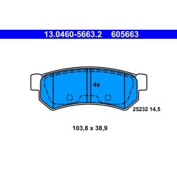 Jeu de plaquettes de frein ATE 13.0460-5663.2 pour CHEVROLET, DAEWOO, GM CORÉE