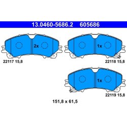 Brake Pad Set ATE 13.0460-5686.2 OE Ref 410608710R
